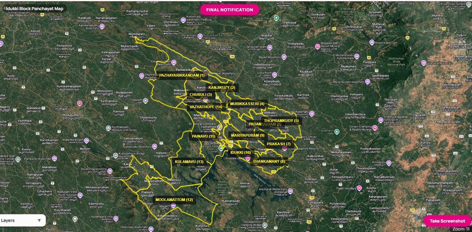 Idukki Block Panchayath Map