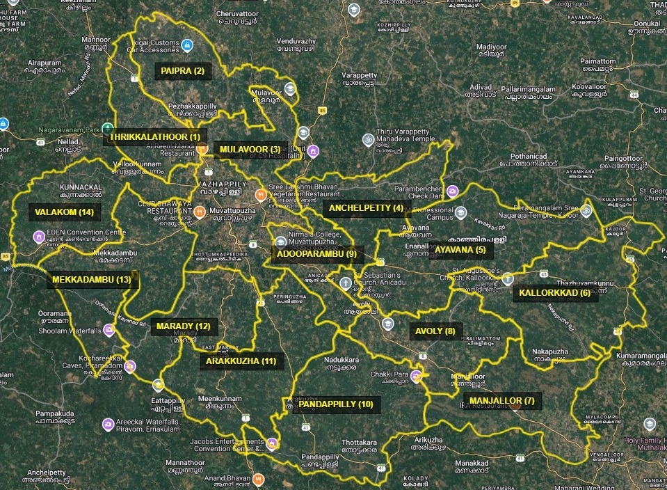 Muvattupuzha block Panchayath Map