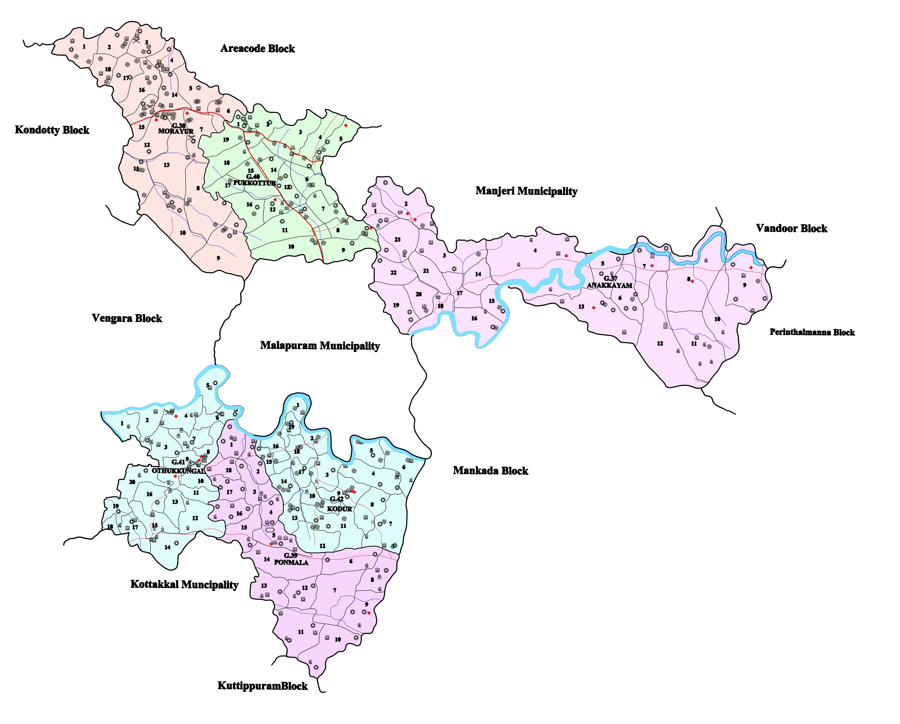 മലപ്പുറം ബ്ലോക്ക് പഞ്ചായത്ത് ഭൂപടം