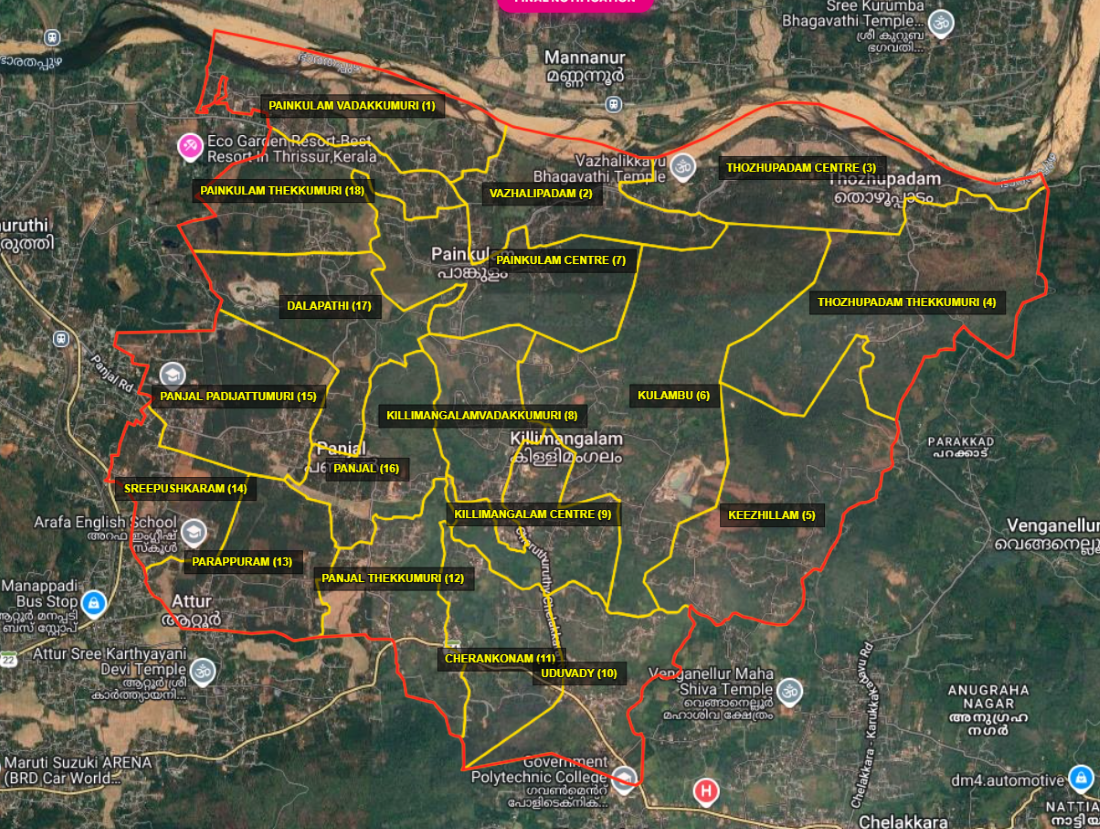 Map of Panjal Grama Panchayat