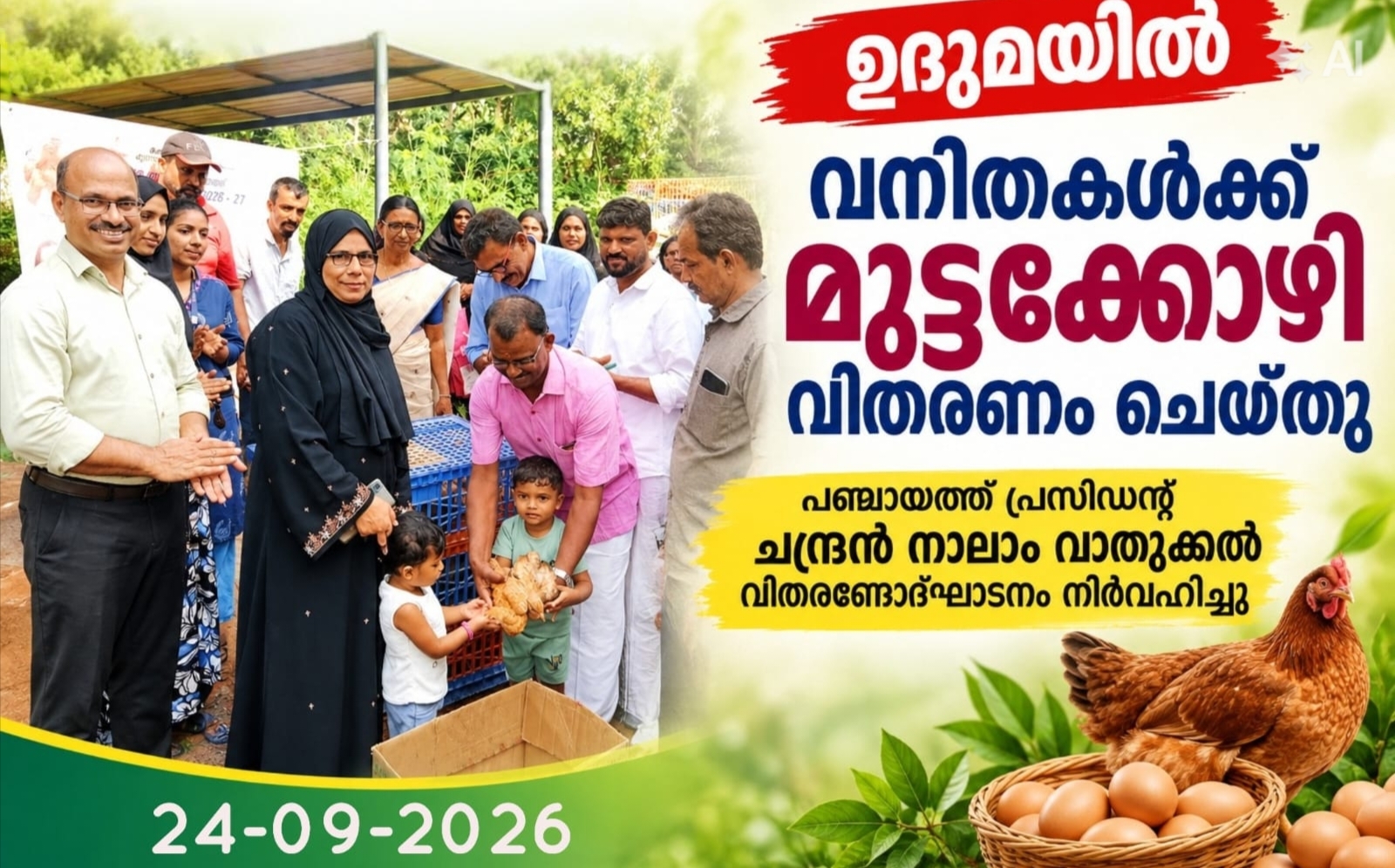 മുട്ടക്കോഴി വിതരണോദ്ഘാടനം